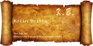 Kolin Britta névjegykártya